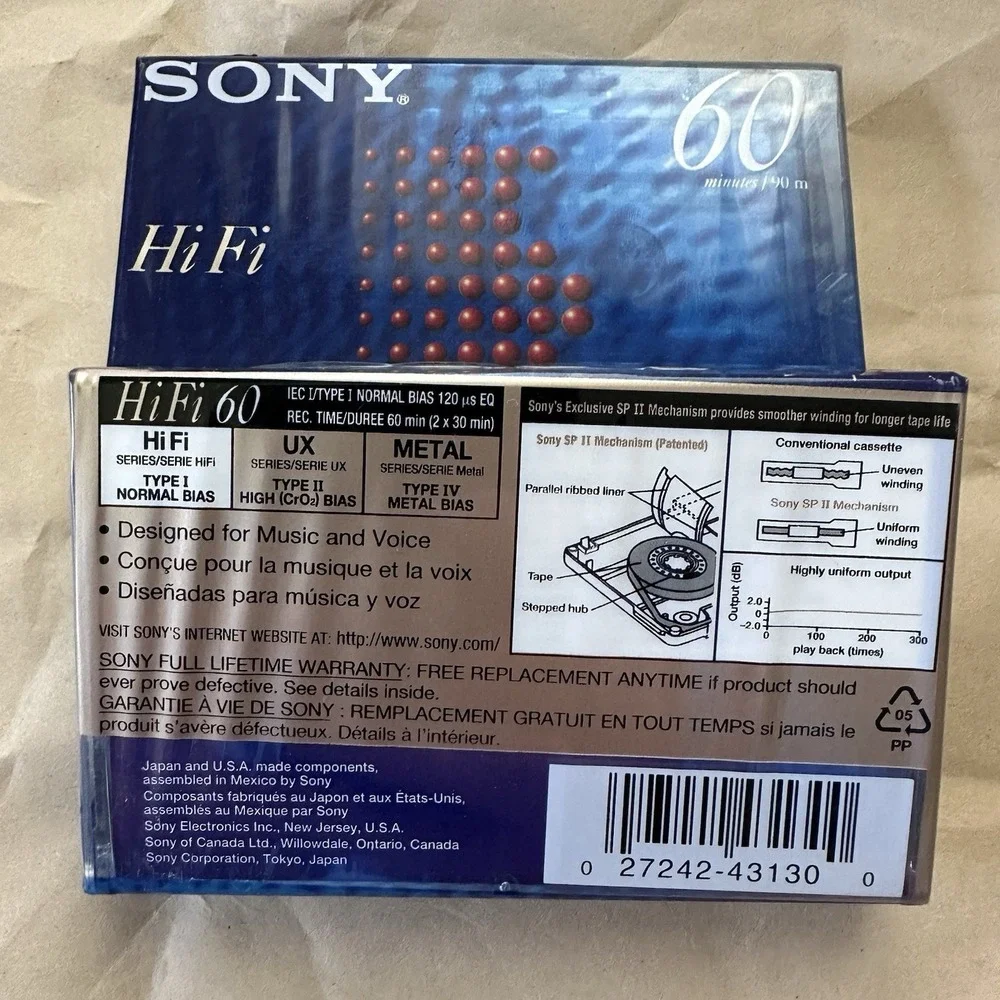 2 Sony Hi-Fi Type 1 60 Mins Cassette Tapes Sealed